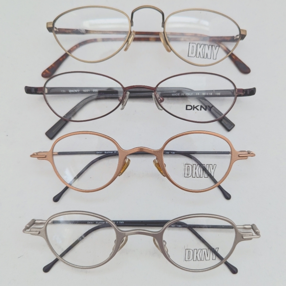 Vintage DKNY Metal Frame Rx Eyeglasses LOT OF 4 Pairs of Unisex Retro Eyewear.